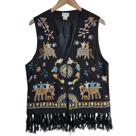 Neiman Marcus Jackets & Blazers - Neiman Marcus Vest Women's Large Boho Vintage Festival Embroidered Open‎ Front